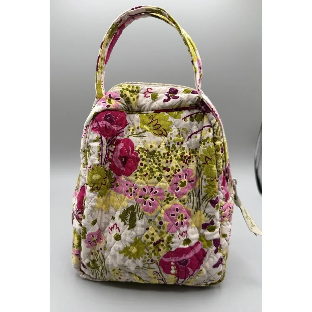 Vera Bradley Floral Quilted Cotton Insulated Zip Lunch Bag With Handle Medium